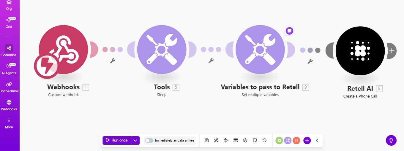 AI voice agent that calls every new lead within a minute workflow